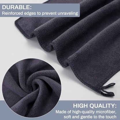 Makeup Remover Washcloths, 6 Pack Microfiber Face Towels, Plush & Thick, Ultra Soft Reusable Towels for Face & Hands, Highly Absorbent & Gentle 12 x 12 Inches, Black Gray - color: Black Gray