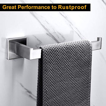 Nolimas Brushed Nickel Bath Hand Towel Bar Single Bars Towel Ring Classic Wall Mounted SUS304 Stainless Steel Bathroom Square Towel Rack Toilet Kitchen Towel Shelf Single Layer