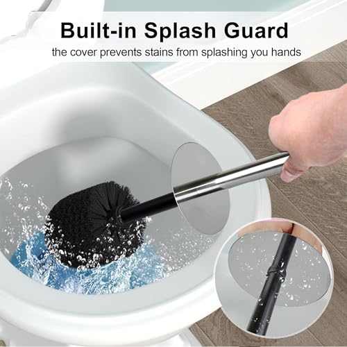 Matte Black Ribbed Design Resin Toilet Bowl Holder and Brush Set, Durable Bathroom Cleaning Tool with Ergonomic Handle and Efficient Bristles, Stylish and Compact Design - style: Ribbed Matte Black