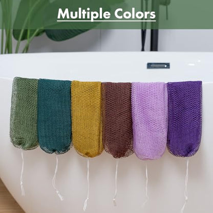 Bathway African Net Sponge Authentic with Handles (Set of 2), African Exfoliating Net Sponge, Exfoliating Body Scrubber Bath Sponge - Bathing Accessories with Storage Bag (Army Green & Olive Green) - color: Army Green & Olive Green
