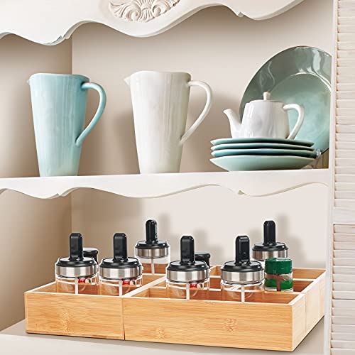 Fabsome Bathroom Drawer Organizer, Bamboo Box Bin for Junk Vanity Desk Makeup Drawer, Small Wooden Container Tea Storage Organization Tray for Kitchen Office, Set of 5 - size: 2''H 5 Boxes