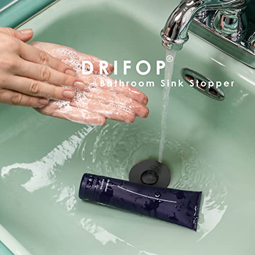Universal Bathroom Sink Stopper, Basin Pop-up Bathroom Sink Drain Strainer, Bathroom Drain Stopper with Stainless Steel Hair Catcher for 1.1-1.5 Inch Drain(1 PCS, Black) - color: Matte Black