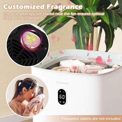 COSTWAY Large Towel Warmer for Bathroom, 35L Towel Heater & Dryer Combo with Fragrant Disc Holder, Blanket Warmer with Timer, Auto Shut Off, Fits 4 Oversized 45" x 70" Towels, Bathrobes & PJ's - size: 35L