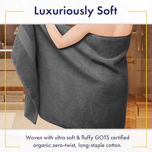 100% Organic Zero-Twist Cotton Towels - GOTS Certified Luxury Bath Towels - Ultra Soft & Plush 700GSM Long-Staple Cotton - 6 Piece Towel Set (Granite Grey) - color: Granite Grey, size: 6pc Towel Set