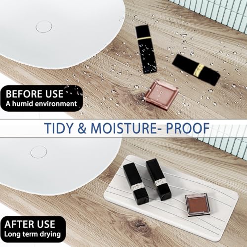 2PCS Water Absorbing Stone Tray, Fast Drying Stone Sink Tray, Water Absorbent Diatomite Trays, Stones Soap Trays, Diatomite Coasters for Kitchen Sink Bathroom Counter, Hand Soap Dish & Holders - color: 2pcs 21×10cm White Wave
