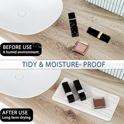 3PCS Water Absorbing Stone Tray, Fast Drying Stone Sink Tray, Stones Soap Trays, Water Absorbent Diatomite Trays, Diatomite Coasters for Kitchen Sink Bathroom Counter, Hand Soap Dish & Holders - color: 1pcs 21×10cm + 2pcs 10×10cm White Wave