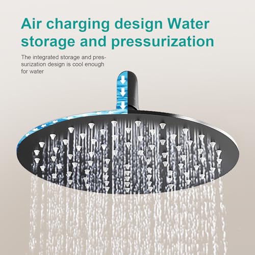 All Metal Rain Shower Head - Heavy Duty Stainless Steel, Easy Install, High Water Flow, Ultra-Thin Modern Design for Bathroom (D-Matte Black, 8) - color: D-Matte Black, size: 8