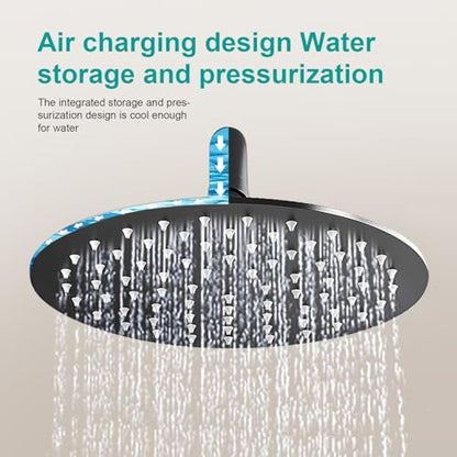 All Metal Rain Shower Head - Heavy Duty Stainless Steel, Easy Install, High Water Flow, Ultra-Thin Modern Design for Bathroom (D-Matte Black, 8) - color: D-Matte Black, size: 8
