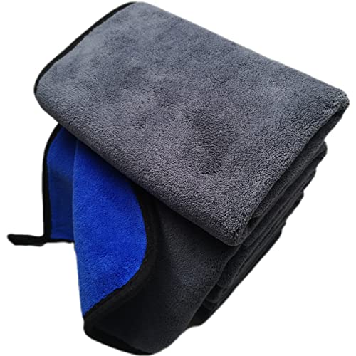 SOFTBATFY Ultrasoft, Large, Thick and Quick Drying Car Microfiber Cleaning Towel 800GSM Polishing Waxing Auto Detailing Towel Cloth (6pack,16 x 16inches) (Grey-Blue) - color: 6pack,16 X 16inches Grey-blue