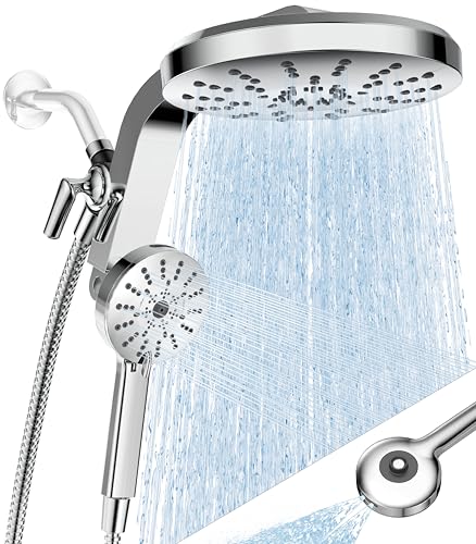 High Pressure Rain Showerhead Combo, 2026 Magnetic Shower Head Set with Detachable 8-Mode Handheld Shower Spray, Adjustable Angle Dual Showerhead System with Built-in Magnetic Docking and Power Jets - color: ‎Chrome