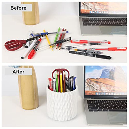 Makeup Brush Holder Organizer - 360° Rotating, 5-Slot Brush Cup for Cosmetics, Lipsticks, Pens | Vanity & Desk Organizer (White) - color: White
