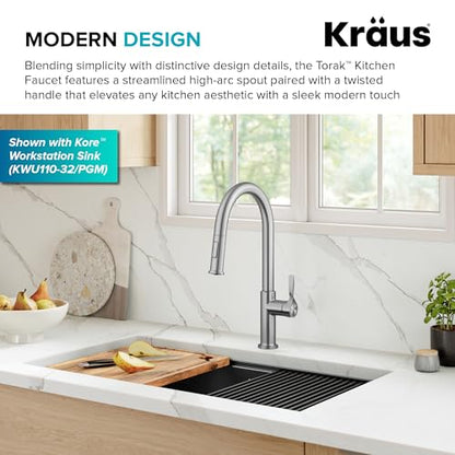 KRAUS Torak Pull Down Kitchen Faucet in Spot-Free Stainless Steel with 2 Function Sprayer, Pre-Attached Water Lines, and Mounting Hardware, KPF-2840SFS - color: Spot Free Stainless Steel, style: Pull-Down Faucet
