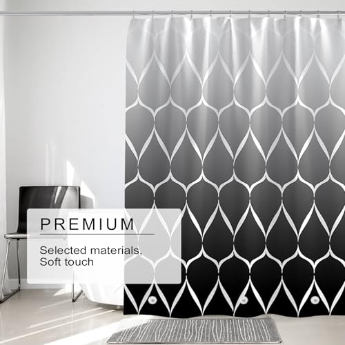 TIKABC Shower Curtain Liner, 4G PEVA Shower Liner, Plastic Waterproof Shower Curtains, with Grommet Holes and 3 Magnetic Weights(Gradient Black Gird) - color: Gradient Black Grid