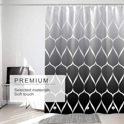 TIKABC Shower Curtain Liner, 4G PEVA Shower Liner, Plastic Waterproof Shower Curtains, with Grommet Holes and 3 Magnetic Weights(Gradient Black Gird) - color: Gradient Black Grid