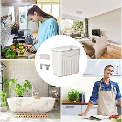 Food Waste Bin for Kitchen Wall Mounted Kitchen Trash with Lid | Home Daily Supplies for Over Door Under Cabinet Laundry Offices Dormitory Apartment Bathroom