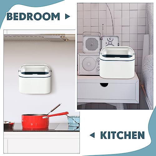 Bokon 2 Pack Mini Trash Can with Lid, 0.5 Gal Small Wall Mounted Trash Bin for Bathroom Vanity, Desk, Countertop, Cabinet Door and Office, Includes 120 Trashbags, White