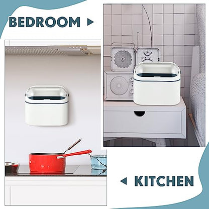 Bokon 2 Pack Mini Trash Can with Lid, 0.5 Gal Small Wall Mounted Trash Bin for Bathroom Vanity, Desk, Countertop, Cabinet Door and Office, Includes 120 Trashbags, White