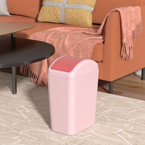 4.5 Gallon Slim Swing Top Garbage Can, Plastic Trash Bin with Lid | Pink Small Trash Bin, Waste Basket with Lid - color: Pink