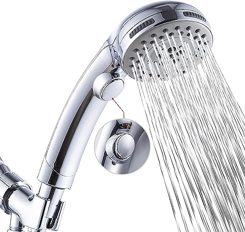 High Pressure Shower Head with Handheld Spray 6 Settings Chrome | Hand Held Shower head with On Off Switch, Spa Spray Mode, 60inches Hose - color: Chrome, style: Modern