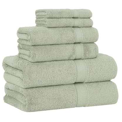 Supreme Terry 6-Piece Premium Towel Set, Soft & Plush 100% Turkish Cotton, Spa Quality, 2 Bath Towel 2 Hand Towels 2 Washcloths-Green - color: Green, size: 6 Pcs Set