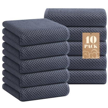 Homaxy 100% Cotton Waffle Weave Kitchen Towels, 10-Pack, Dark Grey | Ultra Soft Absorbent Dish Towels, Quick Drying Cleaning Towels, 13 x 28 Inches - color: Dark Grey, size: 13 x 28 - 10 Pack