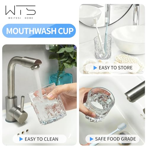 Bathroom Tumbler Cup Toothbrush Holder, Unbreakable Clean Glass Bathroom Tumbler Cup Toothpaste Storage Stand, Tumbler Cup for Makeup Brushes