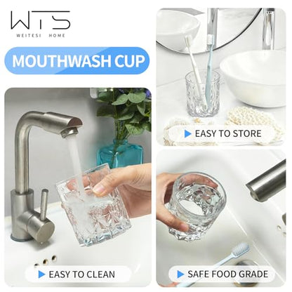 Bathroom Tumbler Cup Toothbrush Holder, Unbreakable Clean Glass Bathroom Tumbler Cup Toothpaste Storage Stand, Tumbler Cup for Makeup Brushes