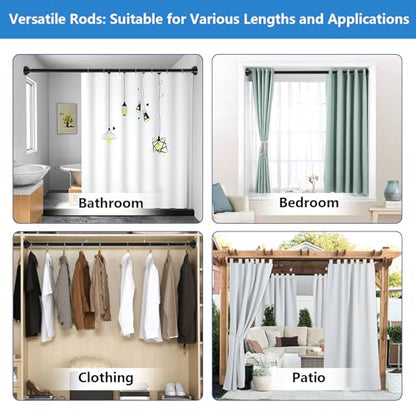 Umimile Shower Curtain Rod, 1 Inch Adjustable Spring Tension Curtain Rod | 304 Stainless Steel Shower Rod for Bathroom, Windows, Never Rust Non-Slip (Black, 42-70”) - color: Black, size: 42-70”