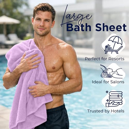 DAN RIVER 2 Pack Bath Sheets Extra Large 35x70, Large Bath Towels for Adults, XL Oversized Heavy Duty Towel Set, 600 GSM 100% Ring Spun Cotton, Soft Quick Dry, Lavendar - color: Lavendar