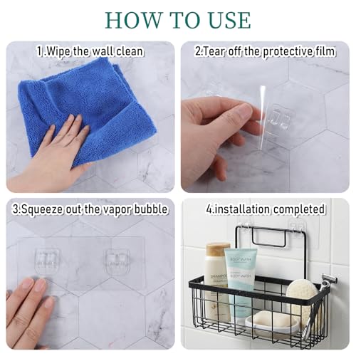 cobee 8Pcs Shower Caddy Adhesive, Shower Caddy Hooks, Showers Caddies Adhe sive Replacement Showering Shelf Adhesive, Show ers Caddies Hanger No Drilling Showers Kitchen Accessories