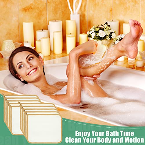 Tatuo 10 Count Exfoliating Wash Cloths for Body and Face Facial Bath Scrub Soft Weave Loofah Towel Exfoliate Bath Towel Remove Dead Skin Wash Cloth for Women Man (Khaki Edge) - color: Khaki Edge