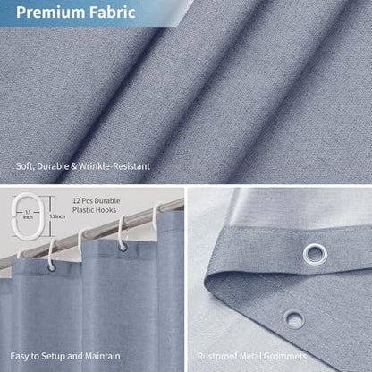 Waterproof Fabric Shower Curtain,No Liner Needed,72x72,Blue Gray | 2-in-1 Design,Linen Textured,100% Waterproof TPU-Laminated Backing,Magnetic Weighted,Machine Washable,For Bathroom,Hotel - color: Blue Grey, size: 72"W x 72"L (Pack of 1)