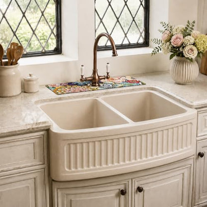 Boho Colorful Mandala Flower Kitchen Sink Splash Guard Faucet Mat,Faucet Non-Slip Absorbent Mat,Farmhouse Sink Splash Guard Behind Faucet for Kitchen Bathroom, 15"x5.5" - color: Drying Faucet Mat 2