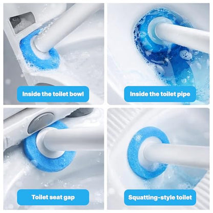CiLoN 30 Pack Disposable Toilet Bowl Brush & Holder Set with Auto-Open Lid | Wall-Mounted Disposable Toilet Cleaning Set For Touch-Free Space-Saving Hygienic Modern Bathrooms (Starter Kit + 30 Sponge) - size: Starter Kit + 30pcs Refill Heads