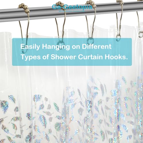 Holographic 3D EVA Shower Curtain Liner Glitter Feather, 72x72 Premium Clear Plastic Bathroom Shower Curtain with Rustproof Metal Grommets for Shower Stall, Bathtubs - color: Holographic Wings, size: 72"W x 72"L (Pack of 1)