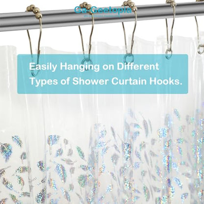 Holographic 3D EVA Shower Curtain Liner Glitter Feather, 72x72 Premium Clear Plastic Bathroom Shower Curtain with Rustproof Metal Grommets for Shower Stall, Bathtubs - color: Holographic Wings, size: 72"W x 72"L (Pack of 1)