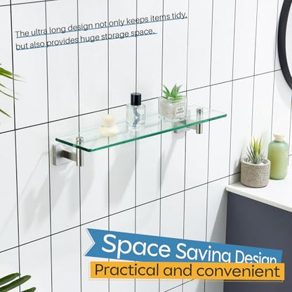 KOKOSIRI Floating Shelf Bathroom Wall Mount Shelves 20-Inch for Bedroom Living Room Kitchen Hanging Rack Brushed Stainless Steel 2 Pack B1105BR-L20-P2 - color: Brushed Nickel, size: 20-Inch(2 Pack)