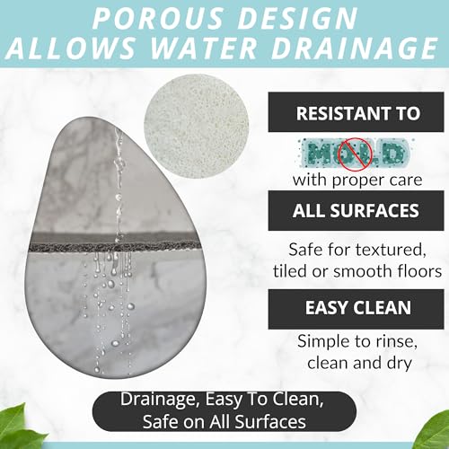 Enkosi Loofah Non-Slip Shower Mat - Shower Floors, Bathtub, Bathrooms, Wet Areas - Cushioned Bath Mat with Drain Holes - Quick Dry PVC, Secure Safety Pad Without Suction Cups (32x24 White) - color: White, size: 32" x 24" (Rectangular)