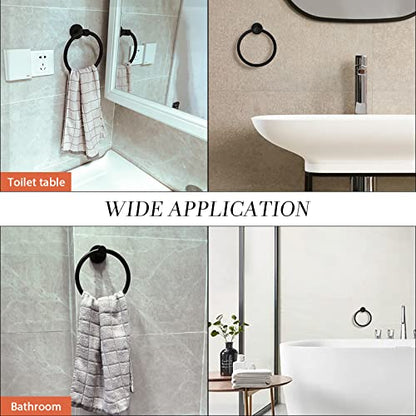 Towel Ring,Hand Towel Holder for Wall Mounted,Towel Holder,Towel-Racks, Bathroom Hardware Simple Round Towel Hanger SUS 304 Stainless Steel (Black) - color: Black