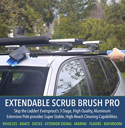 EVERSPROUT Car Brush with Rubber Bumper 5-to-12 Ft with Extension Pole | For Cars, Boats, SUVs, Trucks, Solar Panels, Reaches 20 Ft Standing, No-Scratch Rubber Bumper, Fits 3/4” Acme Threads - size: 12 feet