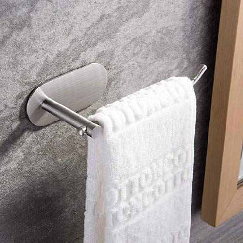 SUNTECH Hand Towel Holder/Towel Ring - Self Adhesive Towel Bar for Kitchen and Bathroom No Drilling | 6.3-Inch Towel Bar, SUS304 Stainless Steel, Holds 8-11 lbs, No Drilling, Smooth Surface Only (Not for Painted Walls)