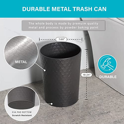 Bathroom Accessory Set - 6 pcs Bronze Bathroom Accessories Set with Trash Can, Toothbrush Holder, Toothbrush Cup, Soap Dispenser, Soap Dish, Toilet Brush with Holder - Accessoire Salle de Bain - color: Warm Gray