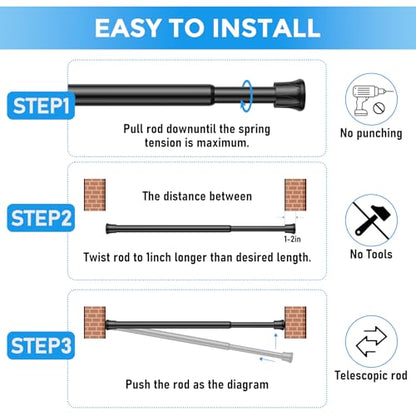 6 Pack Spring Tension Curtain Rod 8 to 12.5 Inch, DIY Mini Tension Rods No Drill for Slim Window Cupboard Closet Sidelights, Black - color: Black, size: 8" to 12.5"-6Pcs