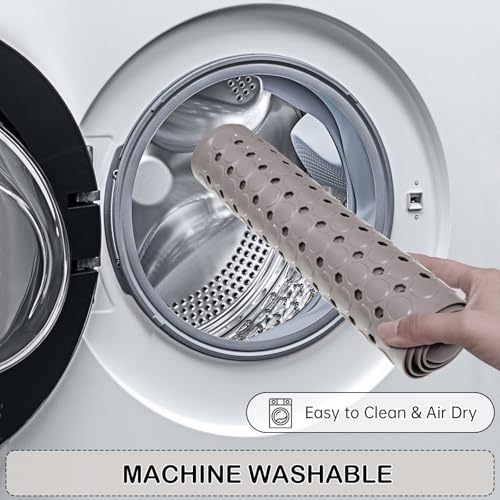 Non-Slip Bathtub and Shower Mats, Power Grip Bath Mat 35 x 16.3 Inch with Suction Cups and Drain Holes for Tub Bathroom Floor Safety, Machine Washable Soft Bathmat, Tan - color: Tan