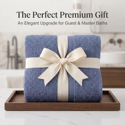 Maisonette Elegance 100% Organic Cotton Turkish Bathroom Towels Set, Ideal Quick Dry Luxury Washcloths, Hand & Large Luxury Bath Towels for Shower (6 Pack), Dark Blue (Mineral) - color: Mineral, style: Bath Towel Set - 6 Piece