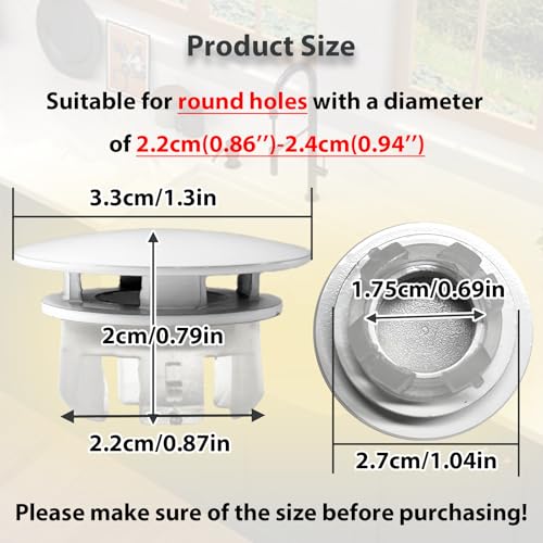 2 Pcs Sink Overflow Covers,2-Layer Sink Copper Over flow Rings,Bathroom Basin Insert in Hole Round Caps Replacement Dual Layer Overflow Cover Rings for Sink,Bathroom,Kitchen(White) - color: White