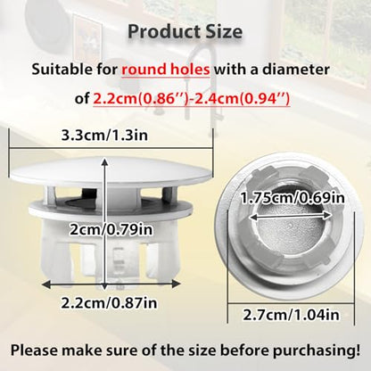 2 Pcs Sink Overflow Covers,2-Layer Sink Copper Over flow Rings,Bathroom Basin Insert in Hole Round Caps Replacement Dual Layer Overflow Cover Rings for Sink,Bathroom,Kitchen(White) - color: White