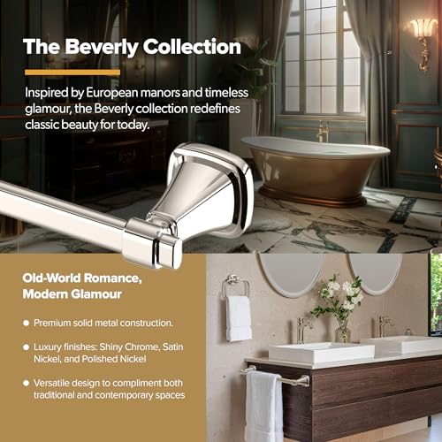 Gatco 5515SN Beverly Robe Hook, Satin Nickel, Wall-Mounted Bathroom Hook for Robes, Towels, and Clothing, Durable Metal Luxury Design - color: Traditional Satin Nickel