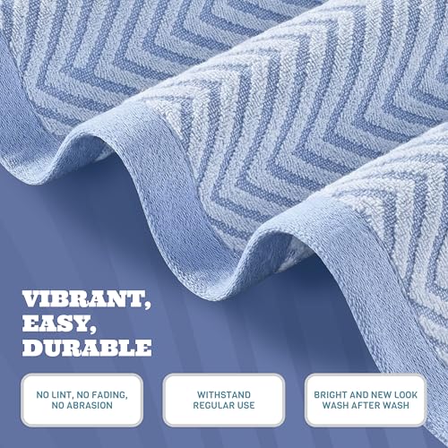 White Classic Cotton Beach Towels Oversized 35 x 70 Inches, Ultra Absorbent and Low Lint Luxury Pool Towels, Chevron Design, Light Blue, 2 Pack - color: Chevron Light Blue