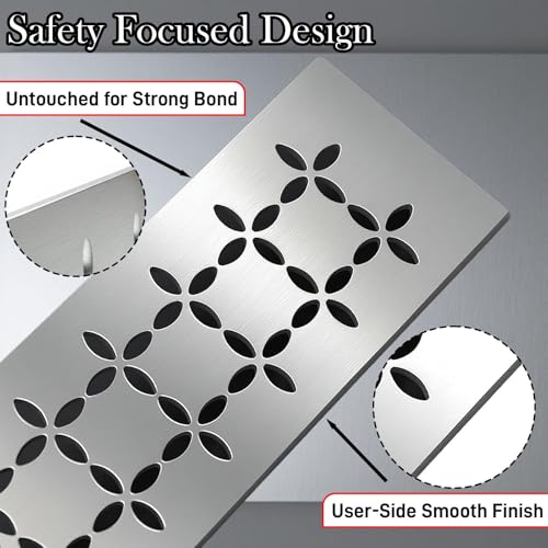 Floral Design Brushed Stainless Steel Shower Shelf for 12" Prefab Niches - Tool-Free Drop-in, Fits Standard 1/8 Inch Grout Lines (Matte Silver) - color: 1 PACK